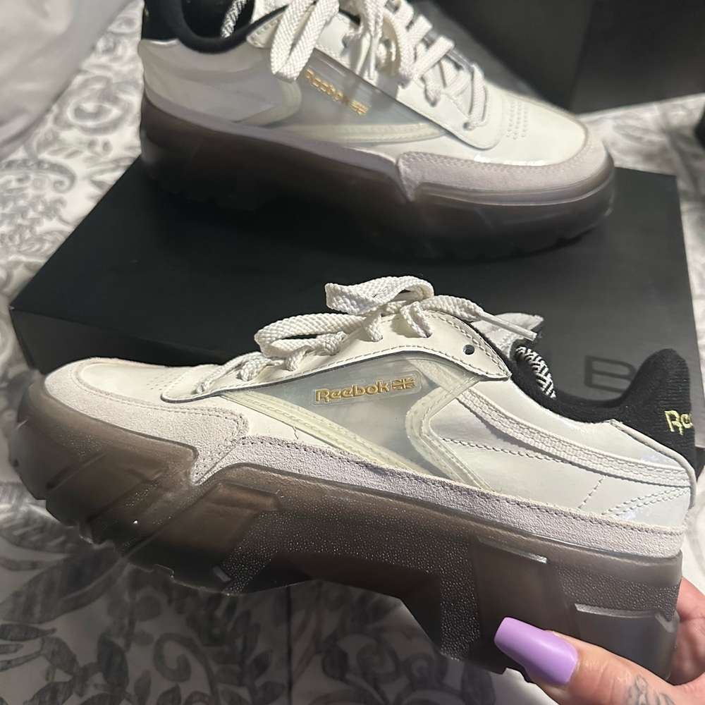 Cardi B’s Reebok White and Black Sneakers